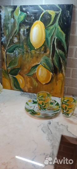 Картина маслом на холсте лимоны