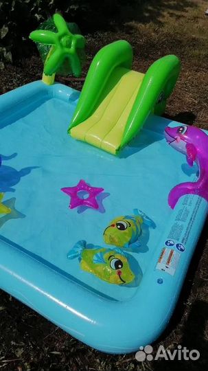 Новый бассейн с горкой, брызгами и игрушками