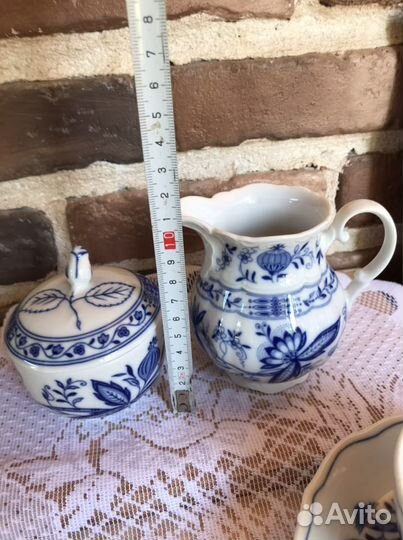 Луковый узор, синий лук чайный набор