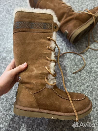 Угги оригинал uggs высокие коричневые с шнурками