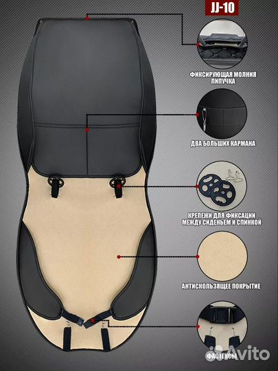 Накидки передние JJ-10 Алькантара Ромб черн беж