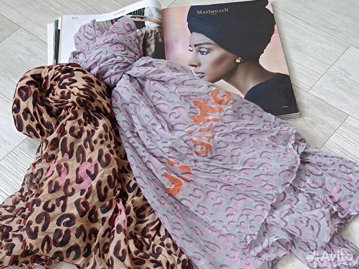 Палантин Шарф Парео Louis Vuitton леопард бежевый