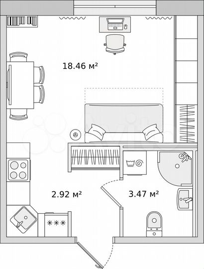 Квартира-студия, 25 м², 2/15 эт.