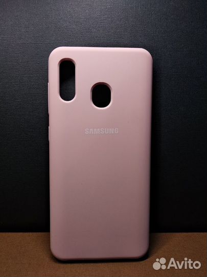Silicone case Samsung A20 пудровый
