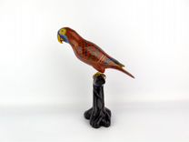 Статуэтка "Красный попугай". Китай, эмаль клуазоне