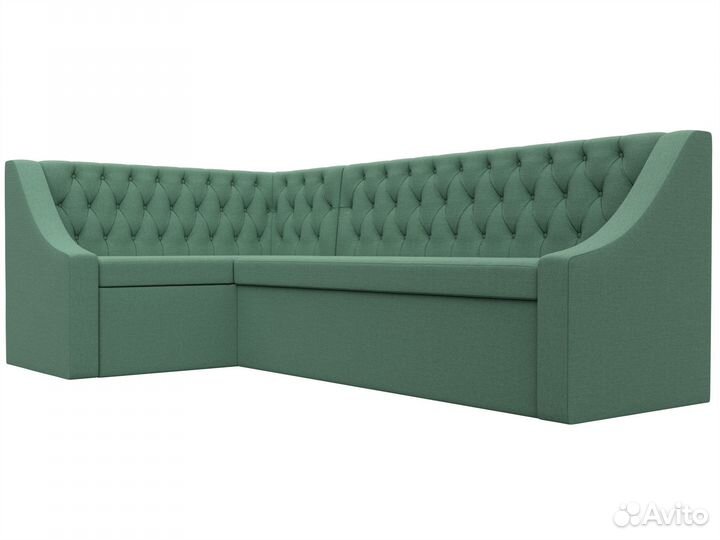 Диван кухонный угловой Мерлин левый угол, рогожка, амур зеленый