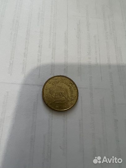 Монета 10 центов 2008 кипр