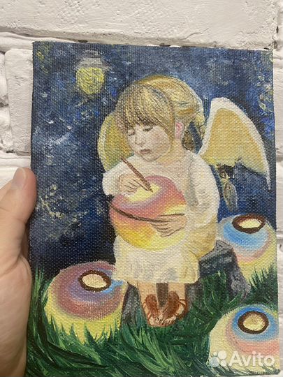 Картина маслом маленький ангелочек