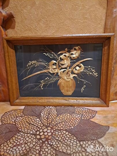 Картина советского периода из соломки