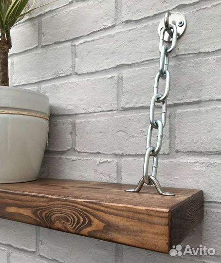 Полка подвесная на стену из массива дерева