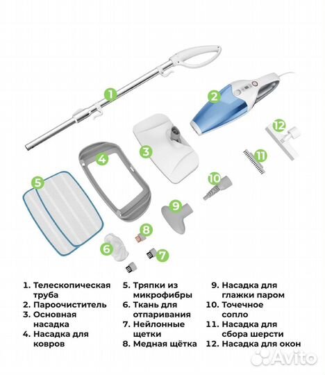 Паровая швабра и пароочиститель 3 в 1