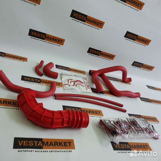 Комплект патрубков двигателя 1118, каучук Красный