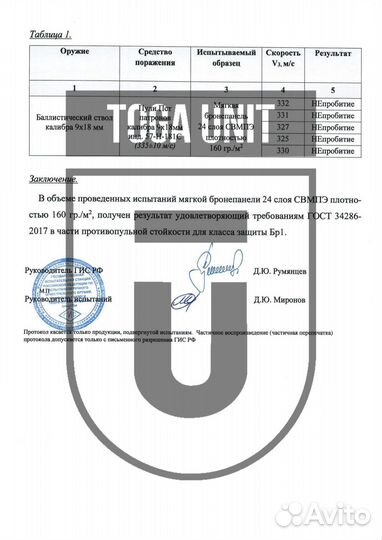 Баллистика (защита) в пятиточник ссо зт-1 Бр1