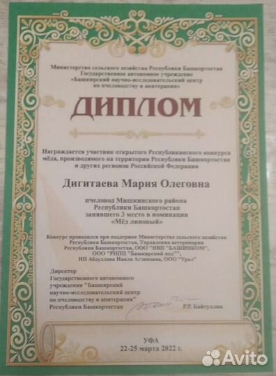 Мёд среднерусских пчёл