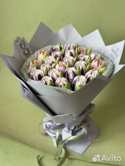 Букет из зефира, зефирный букет, тюльпаны зефирные