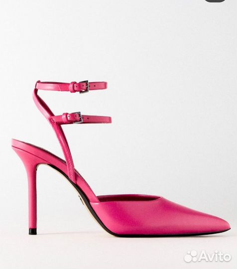 Zara туфли кожа 37 39 barbie pink heels