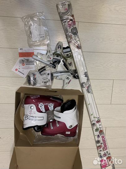 Горные лыжи детские 140см+крепления+ботинки