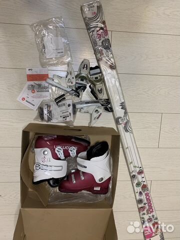 Горные лыжи детские 140см+крепления+ботинки