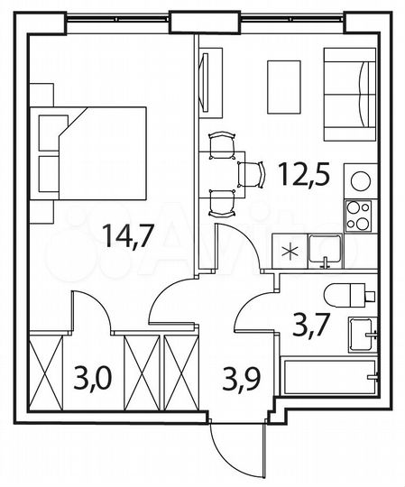1-к. квартира, 37,7 м², 16/17 эт.