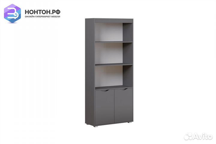 Стеллаж Неаполь с дверками графит