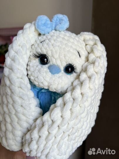 Вязаный зайка, вязаная зайка ручной работы