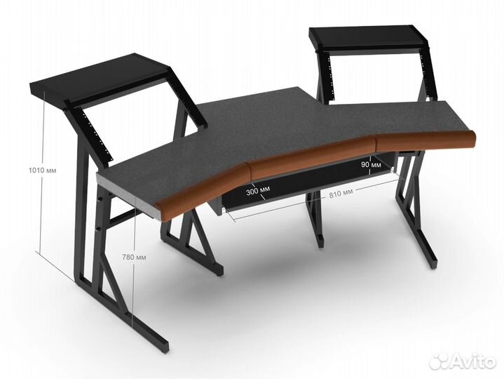 Акустический стол поглощающий с полками под моники