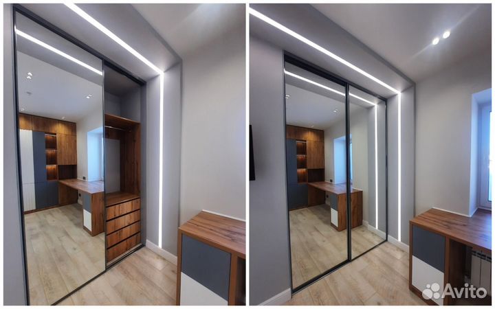 Стеклянный шкаф купе под заказ, сборка, гарантия