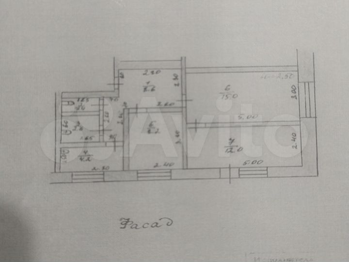 3-к. квартира, 52 м², 2/2 эт.