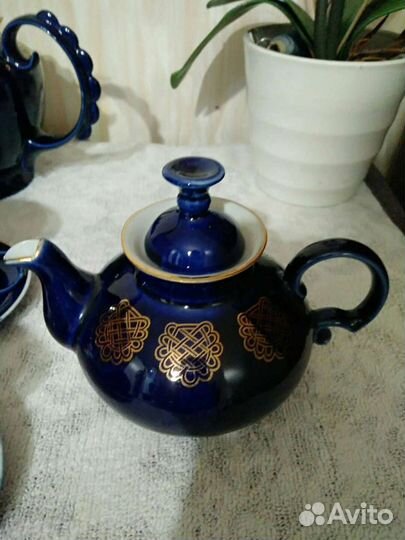 Сервиз чайный, кобальтовый