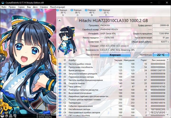 Жесткий диск Hdd Hitachi 1tb 5шт