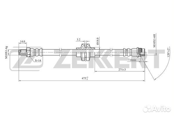 Шланг тормозной передний Renault Duster 12- Logan