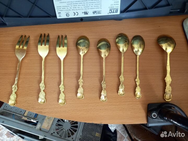 Чайные ложки и вилки позолота