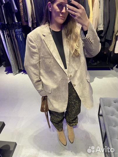 Винтажный оверсайз пиджак из микровельвета