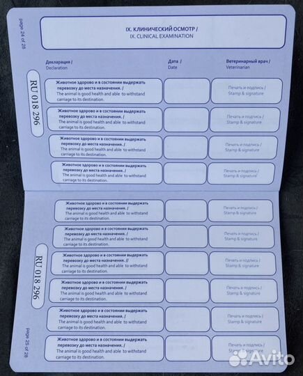 Ветпаспорт еврообразца для животных