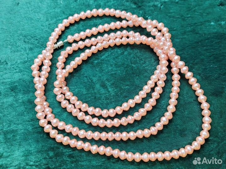 Бусы розовый цвет под Жемчуг бусина 6 мм / 120 см