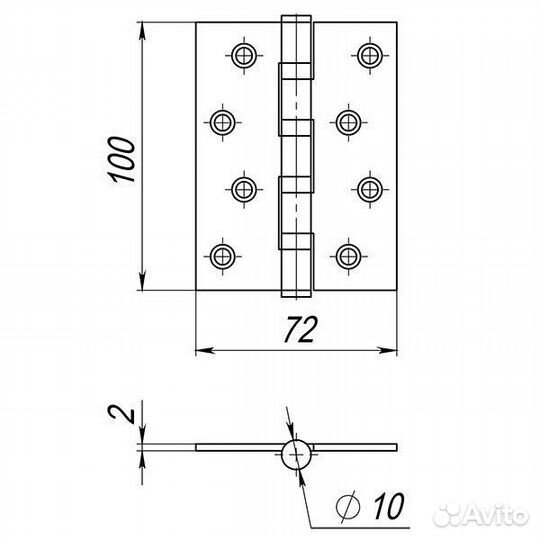 Петля IN4000U SB (4B/P 100x70x2) мат. золото пакет