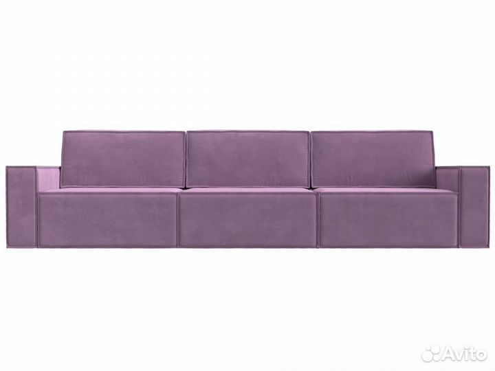 Диван прямой Куба лонг, микровельвет, сиреневый