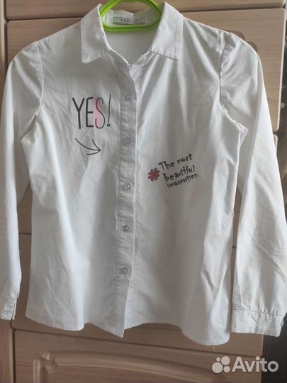 Блузка рубашка школьная для девочки 140-146