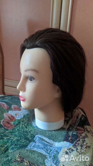 Учебная голова манекен с натуральными волосами