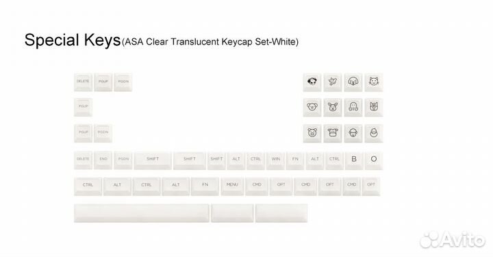 Кейкапы ASA Clear Keycap Set V2 White