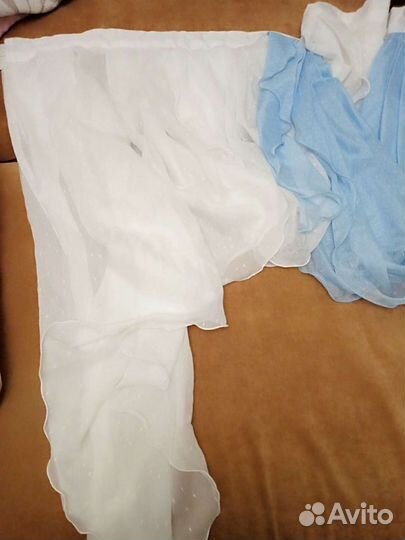 Ламбрекен бело-голубой цвет