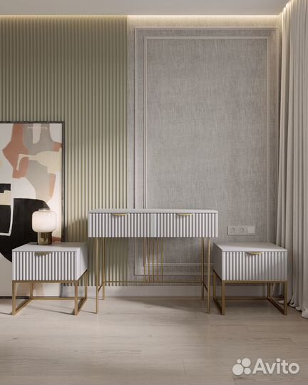 Консоль серая с рифленым фасадом