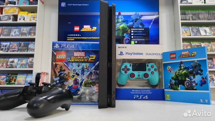 Sony PS4 Slim + 99 игр + 2 геймпада