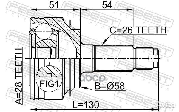 Шрус наружный 28X58X26 0310-fdat Febest