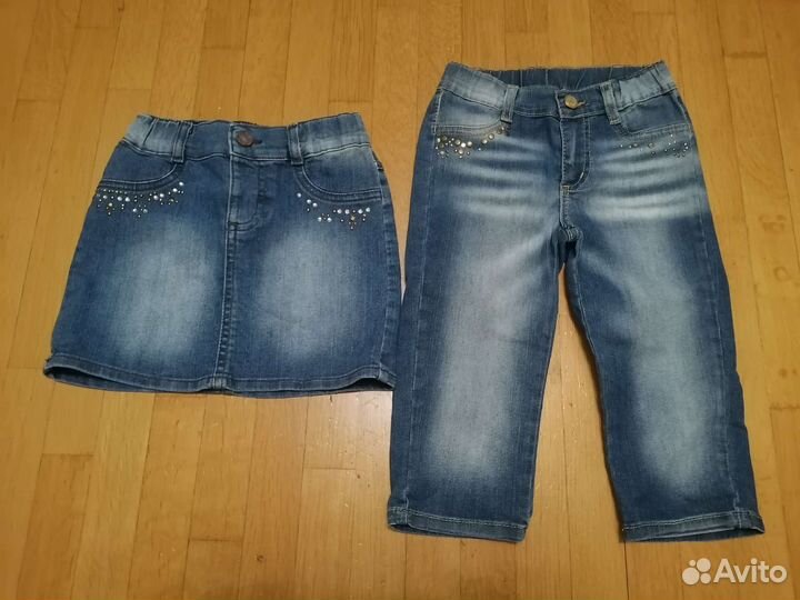 Джинсовые юбка и шорты 7-8 лет 128 см