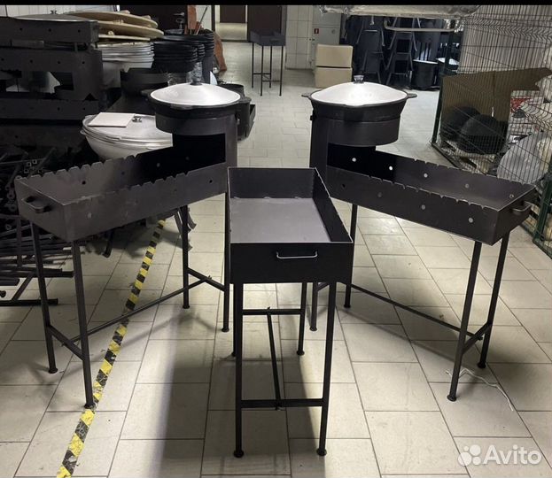 Мангал с печью под казан / шампура / решетки