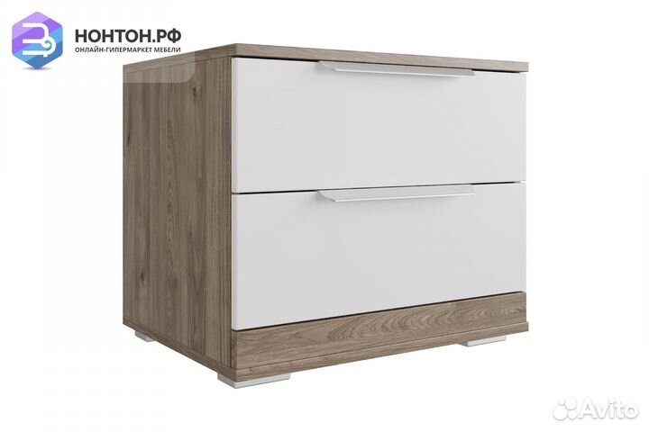 Тумба прикроватная Лагуна 8 гикори темный / белый