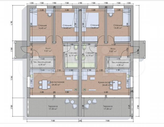 Таунхаус 97,5 м² на участке 4 сот.