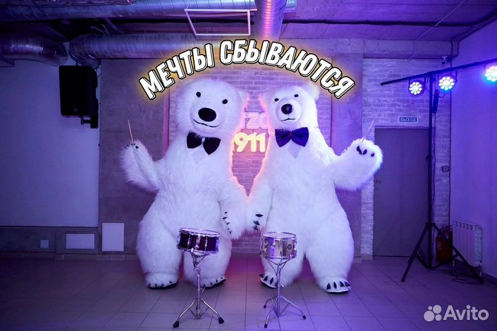 Белый медведь, шоу на праздник, аниматор