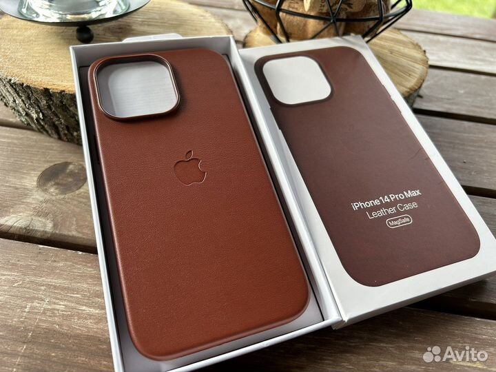 iPhone 14 Pro Max Кожаный чехол Коричневый